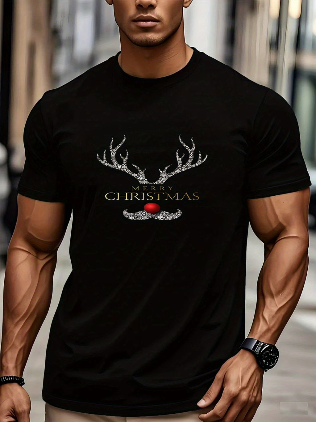 Pánske vianočné tričko – čierne