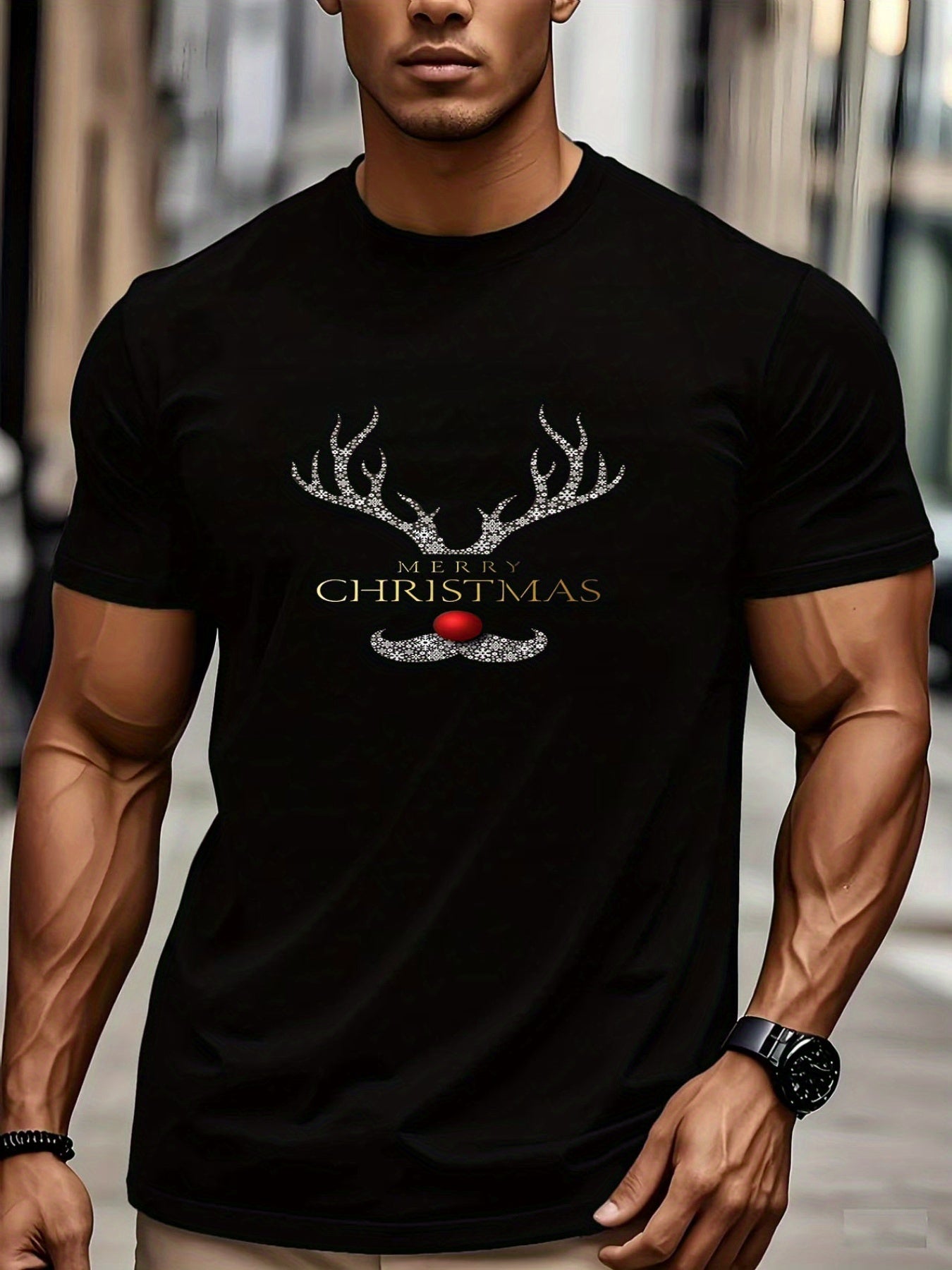 Pánske vianočné tričko – čierne