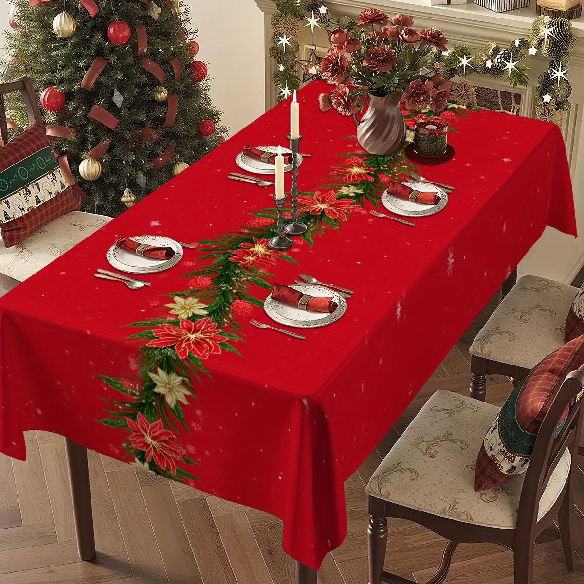 Obrus – Vianočný kvetinový vzor