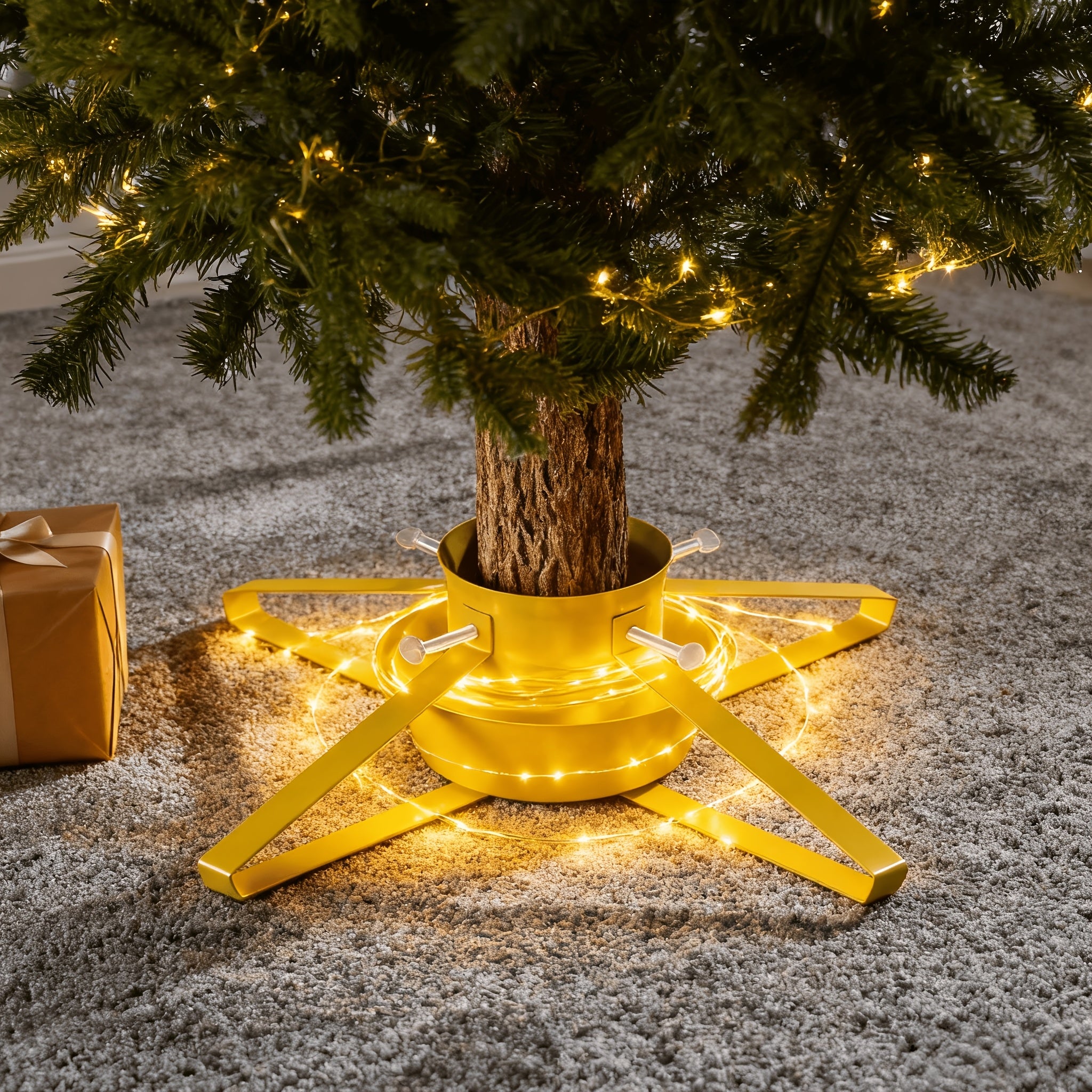 Stojan na vianočný stromček – zlatý