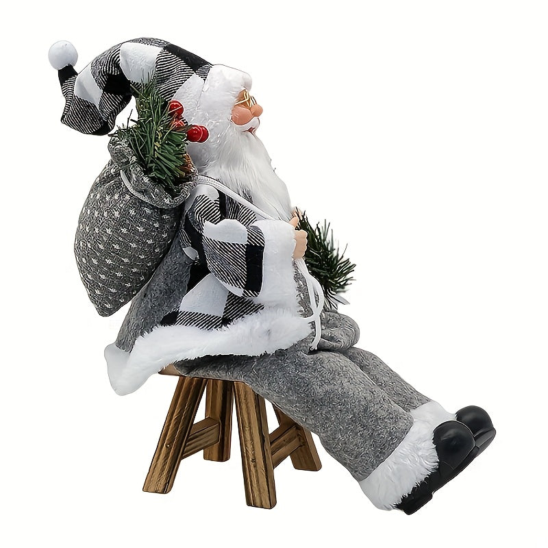 Figúrka Santa Clausa – čierno-biela kockovaná