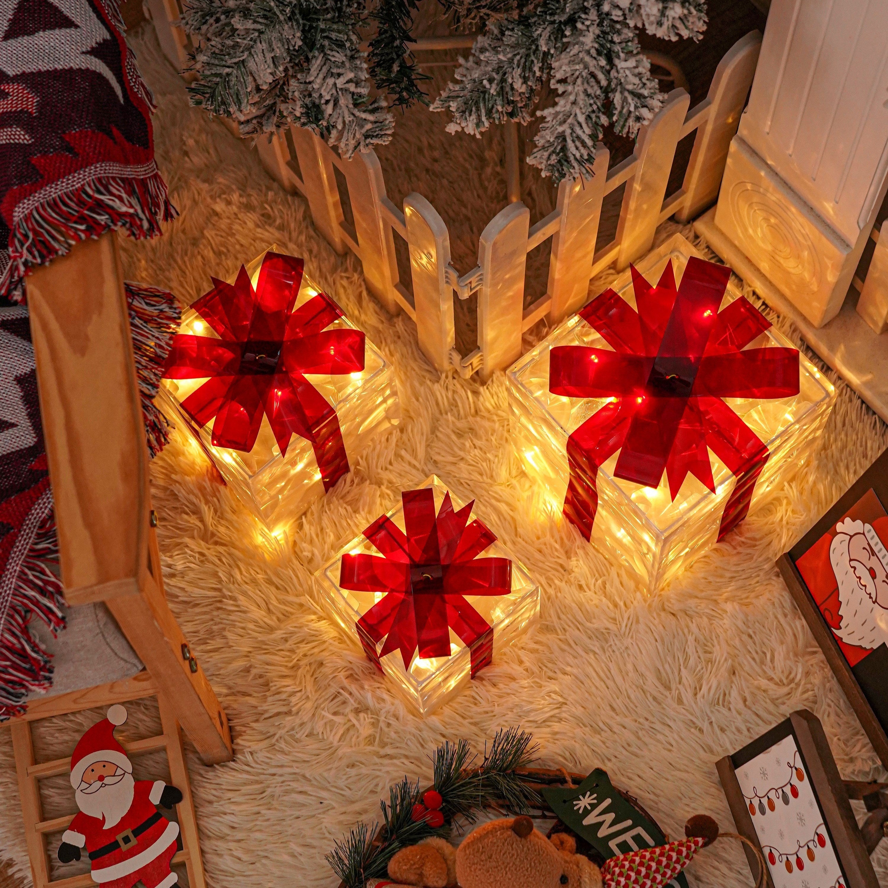 Vianočné svetielka – set 3 darčekových škatúľ