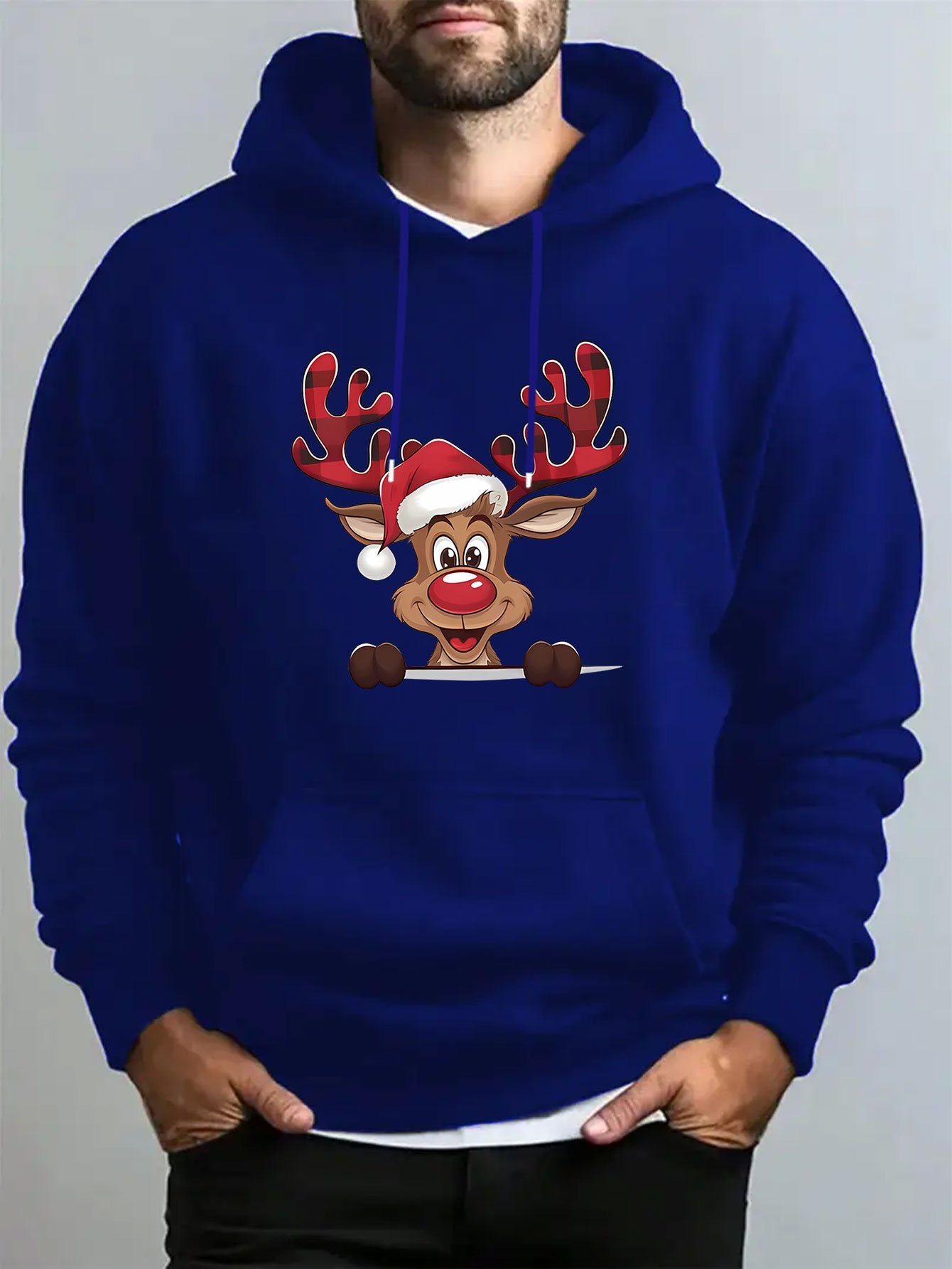 Mužská červená mikina s kapucňou – s jeleňom