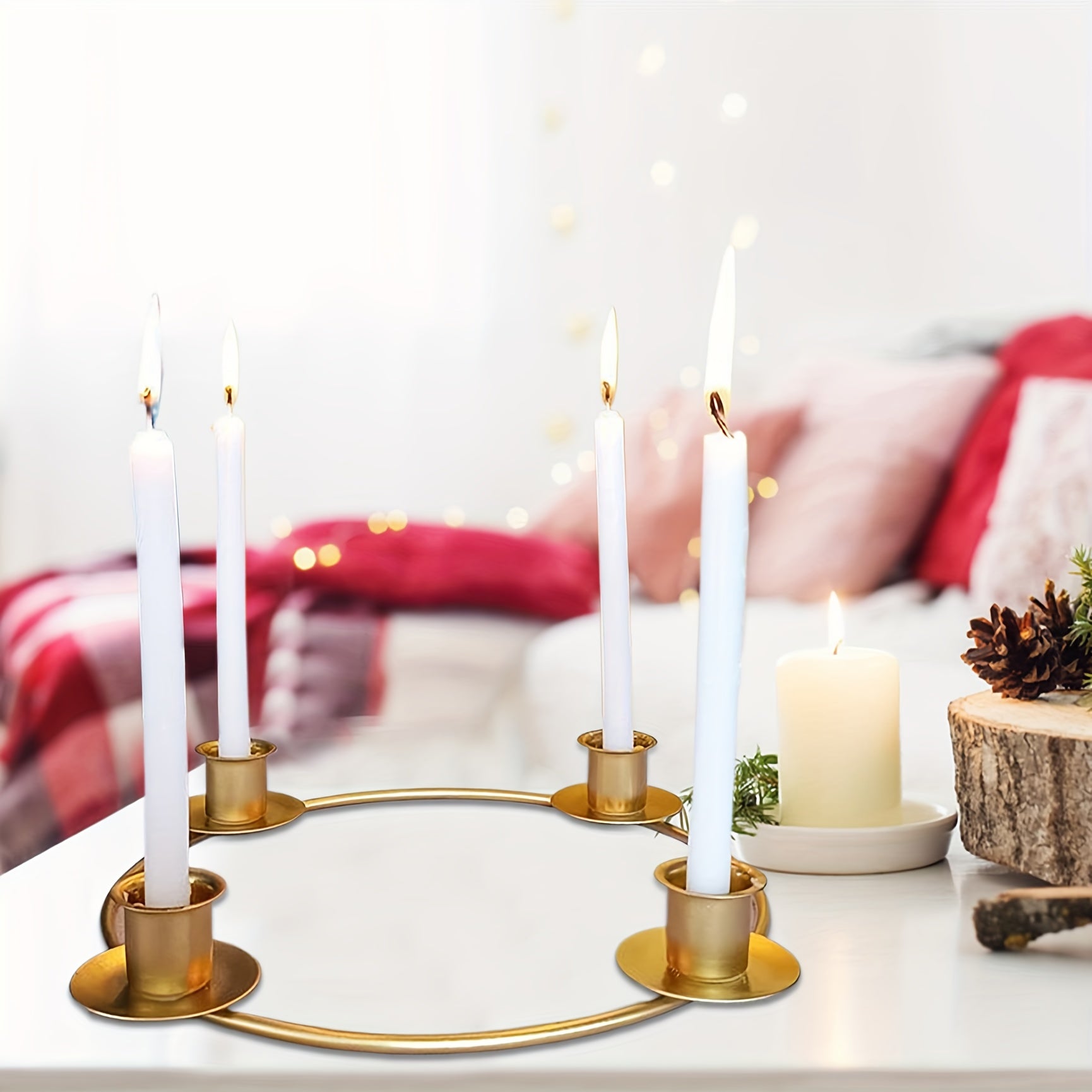 Svietnik na adventný veniec – zlatý