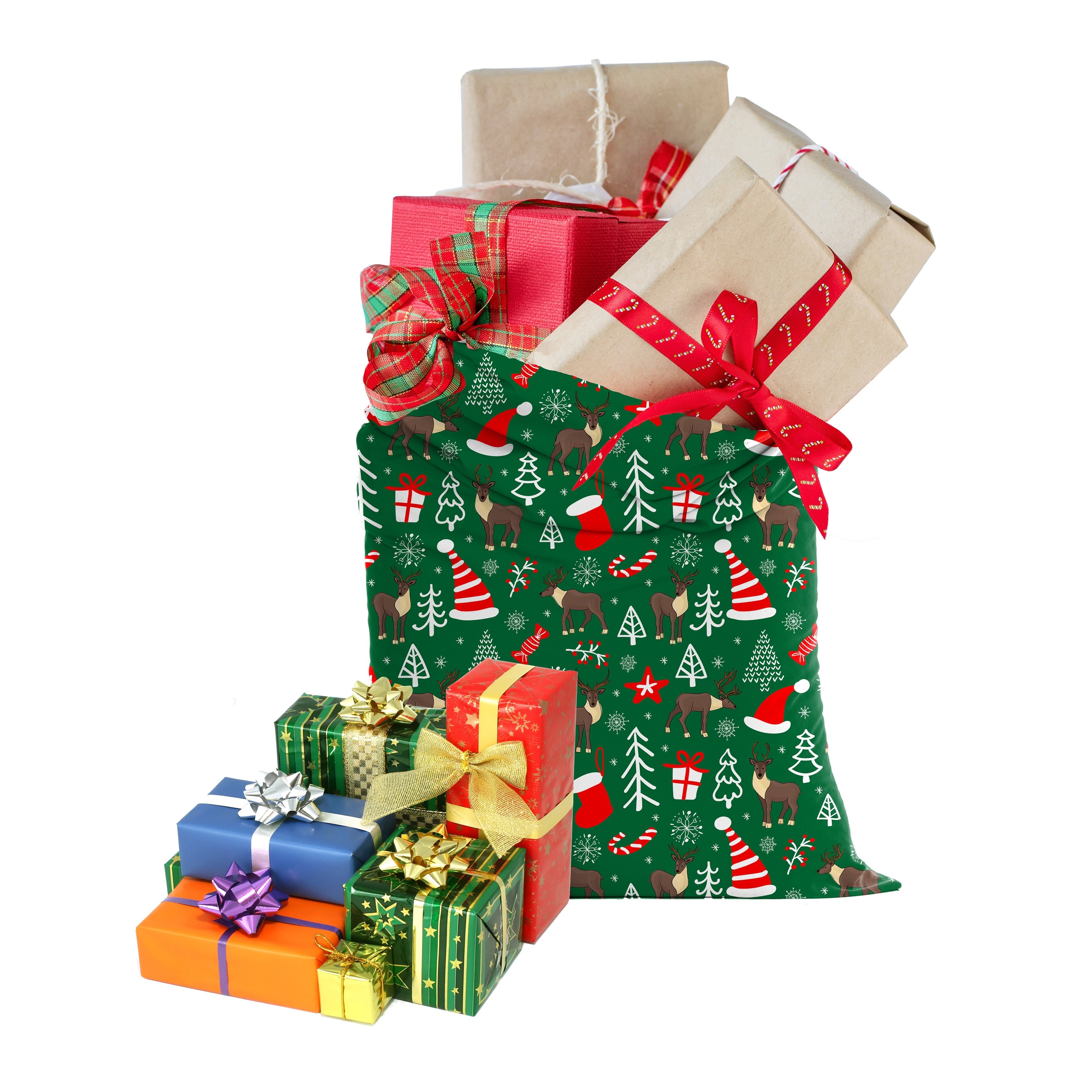 Vianočný darčekový vak – tmavozelený