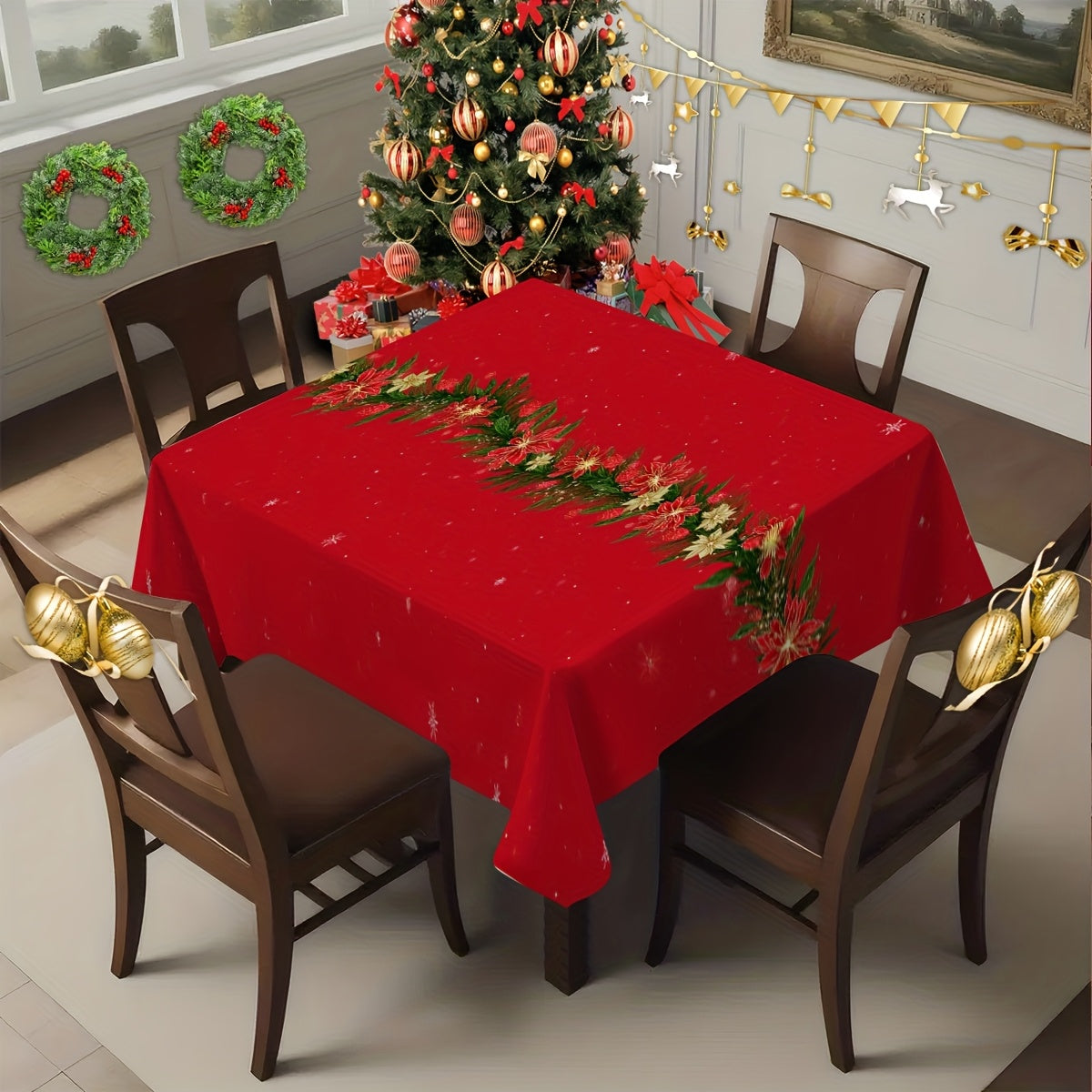 Obrus – Vianočný kvetinový vzor