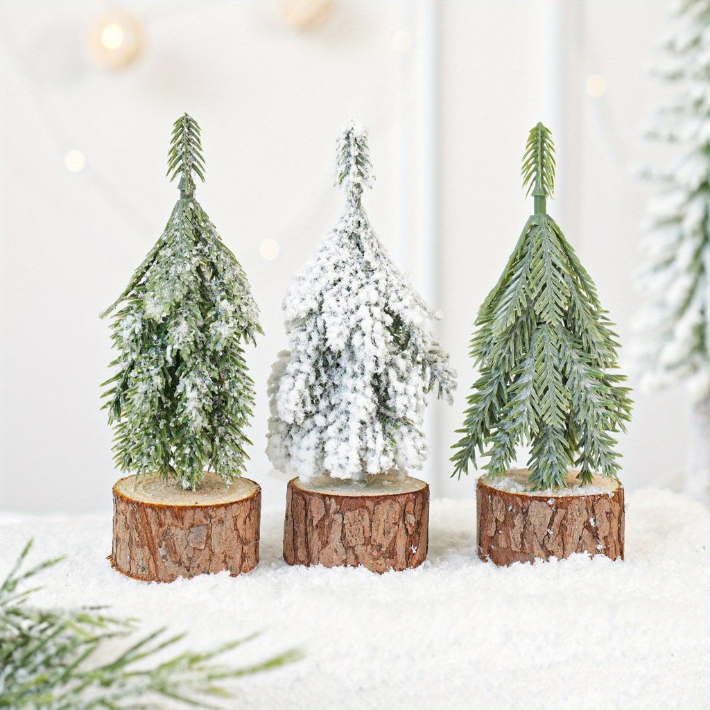 Mini umelé céderové vianočné stromčeky – 3ks