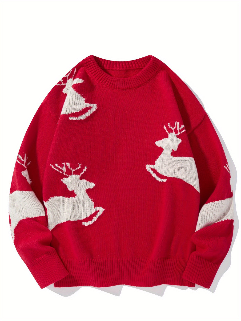 Sveter s kresleným jeleňom – červený
