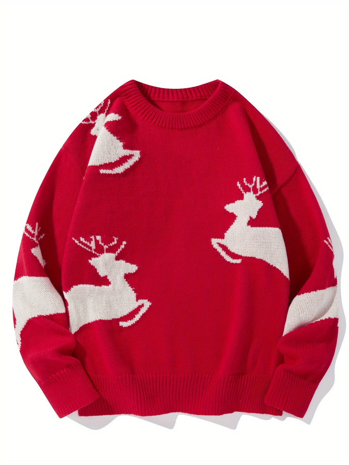 Sveter s kresleným jeleňom – červený
