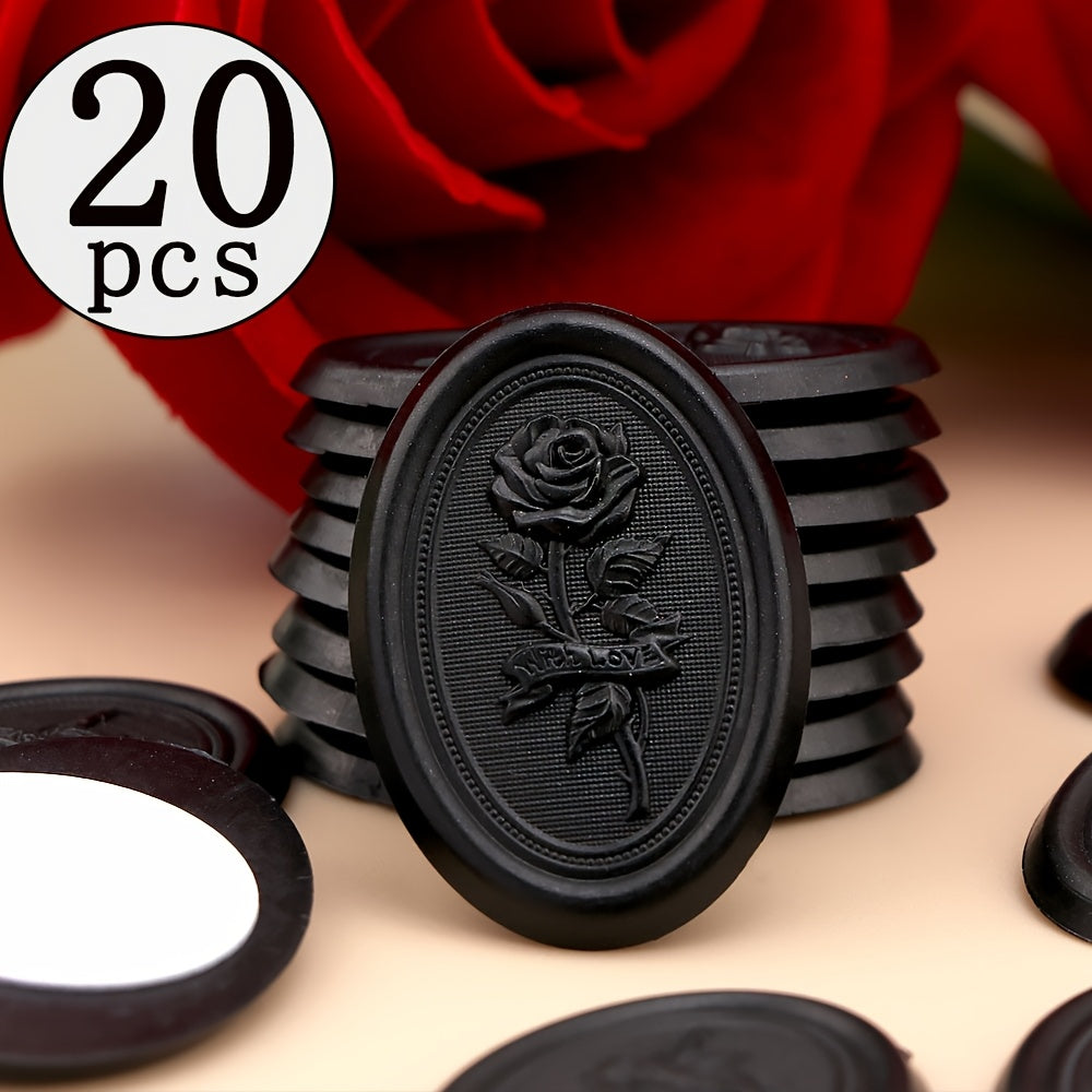 Samolepiace pečiatky – čierne s kvetinovým vzorom