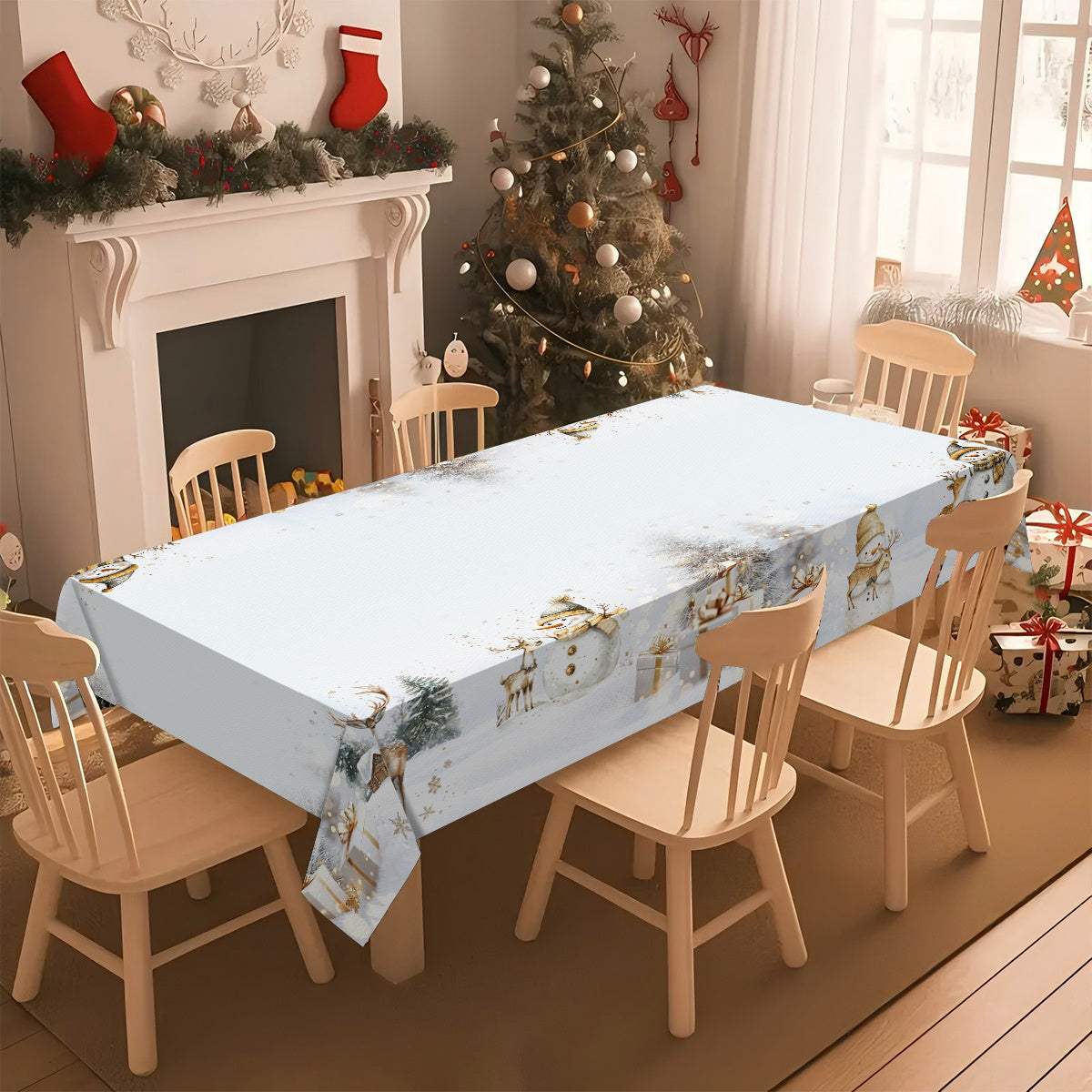 Obrus – bielo-zlatý s jelením motívom