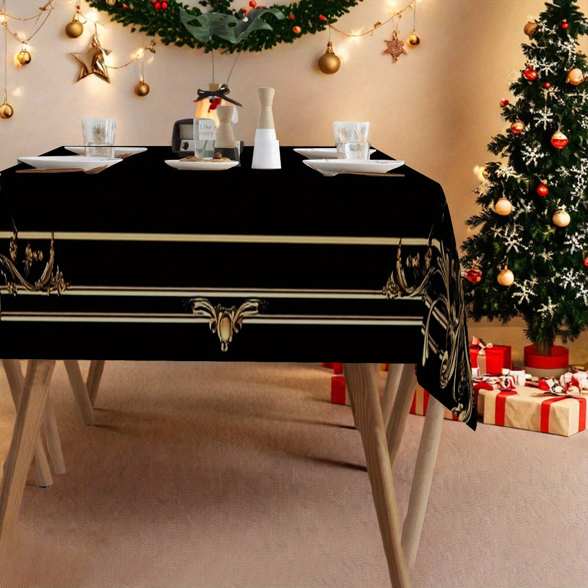 Obrus – čierny a zlatý