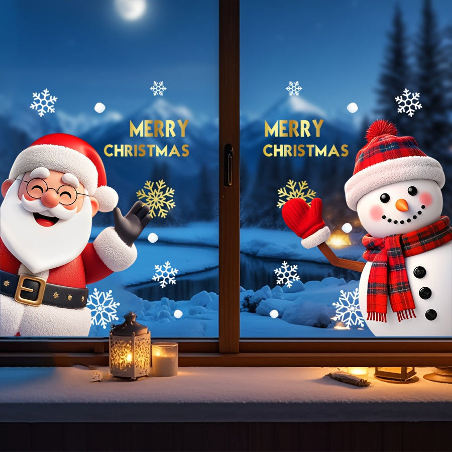 Vianočné nálepky na okno – Santa a snehuliak