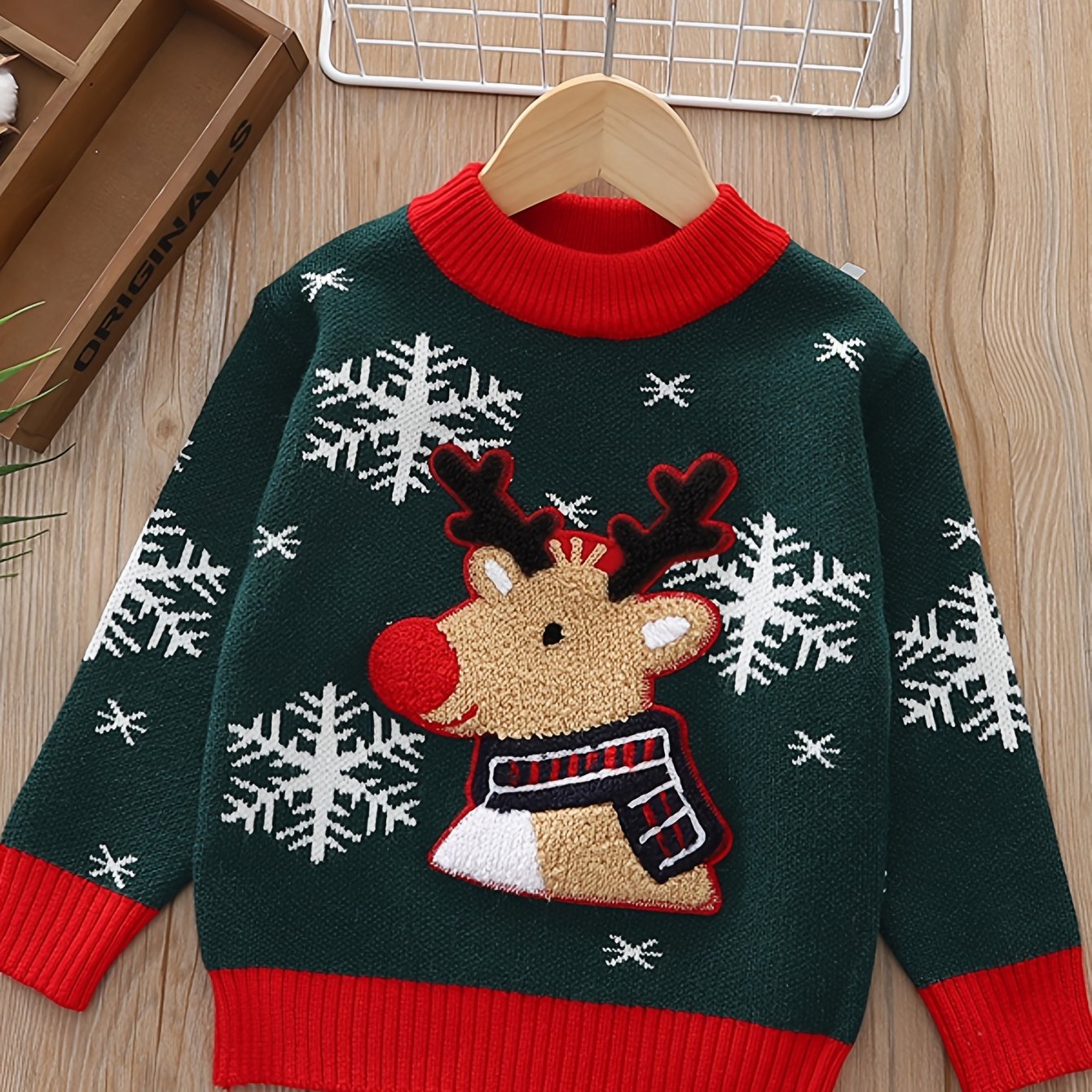 Detský vianočný sveter – červený a tmavozelený