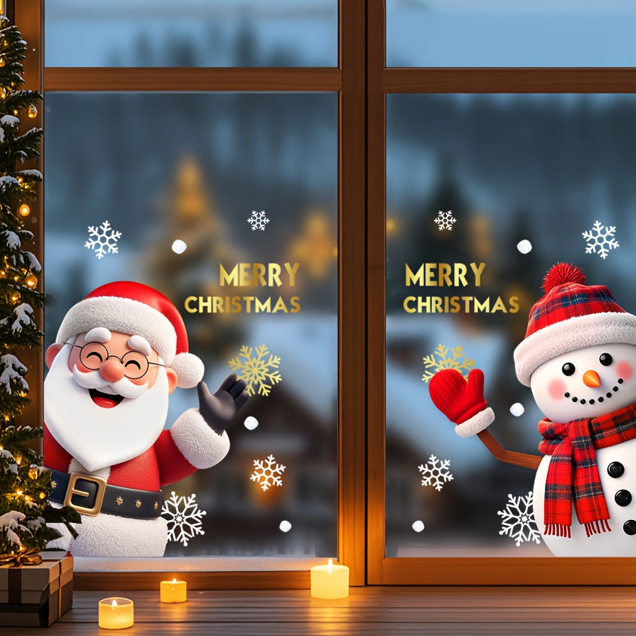 Vianočné nálepky na okno – Santa a snehuliak