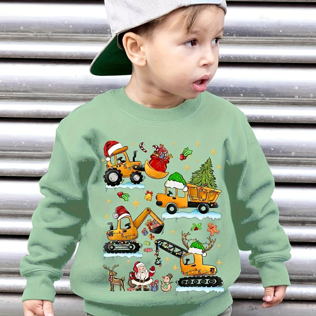 Mikina s vianočným bagrom – červená