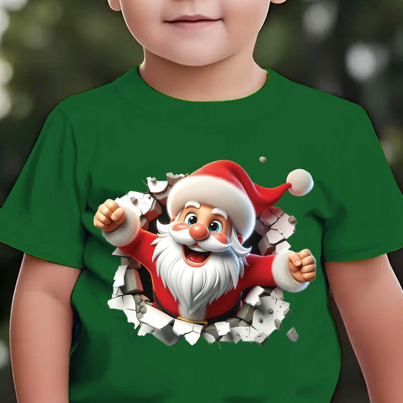 Tričko s 3D Santom – béžové