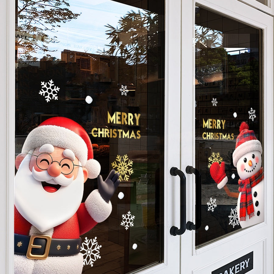 Vianočné nálepky na okno – Santa a snehuliak