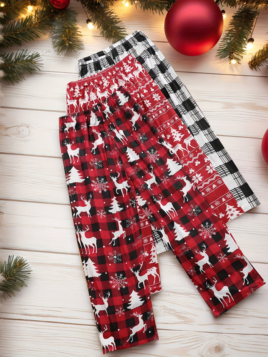 Vianočné nohavice – červené a biele