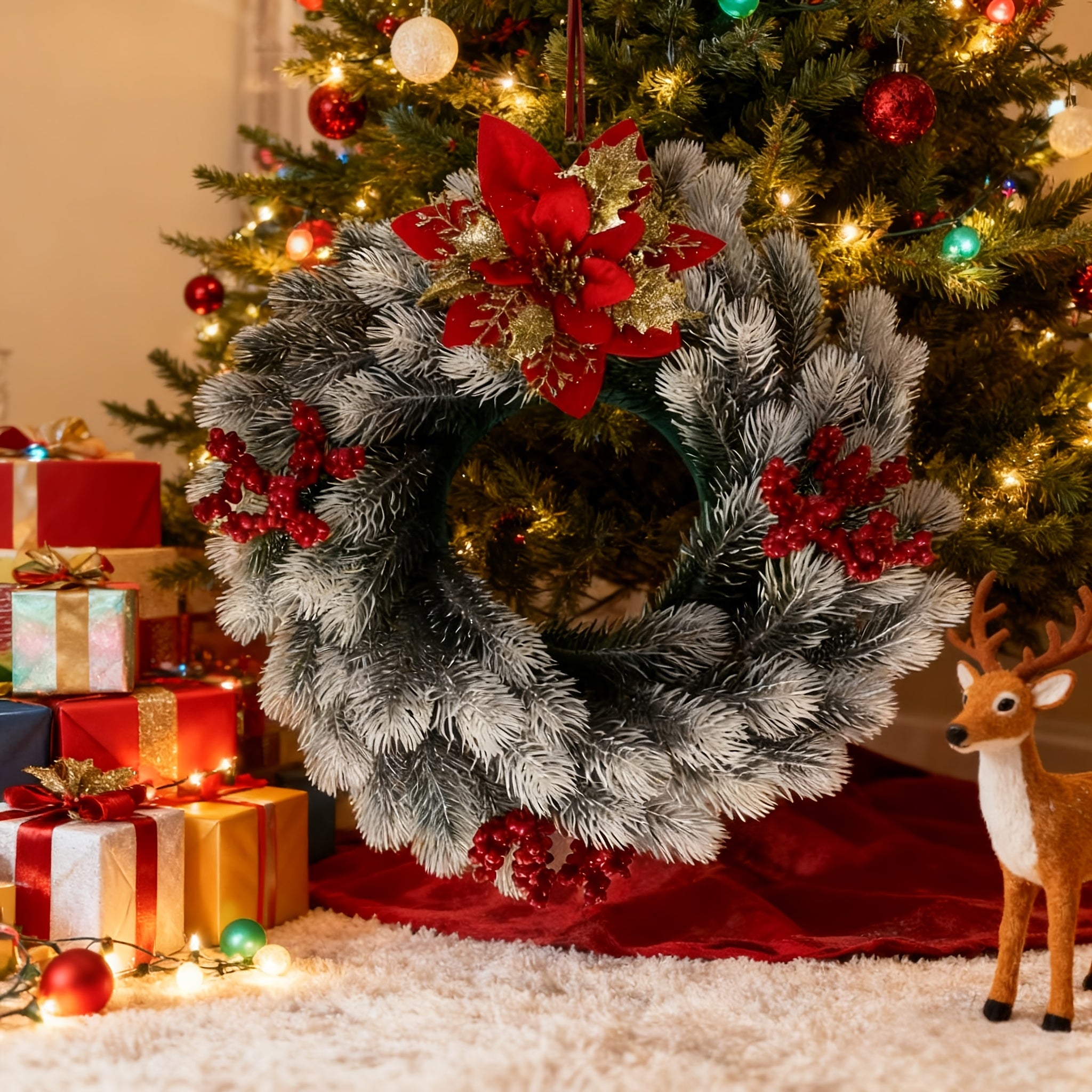 Vianočný veniec – umelý snehový borovicový