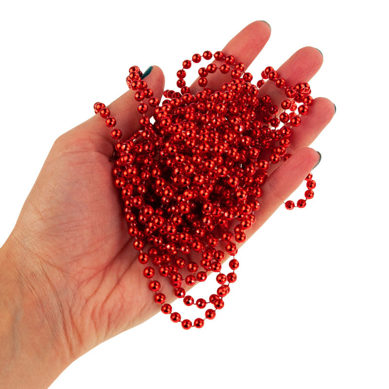 Vianočný korálkový reťazec – červený