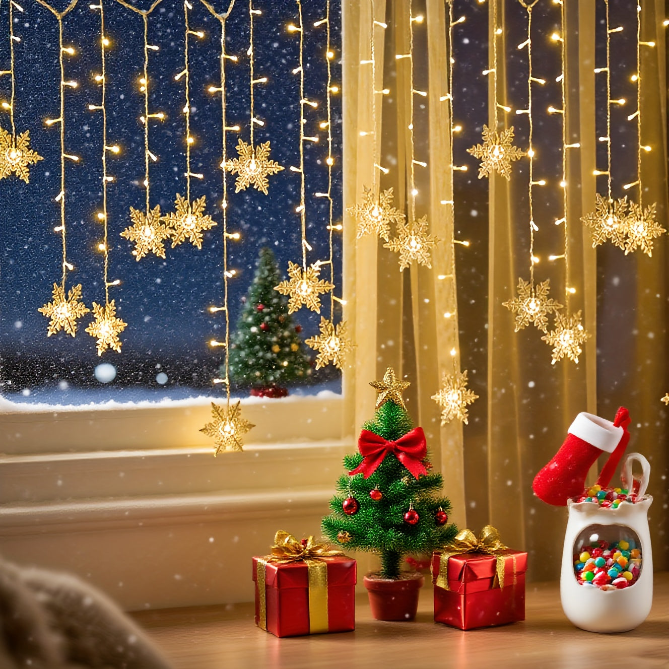 Vianočné svetielka – snehová vločka