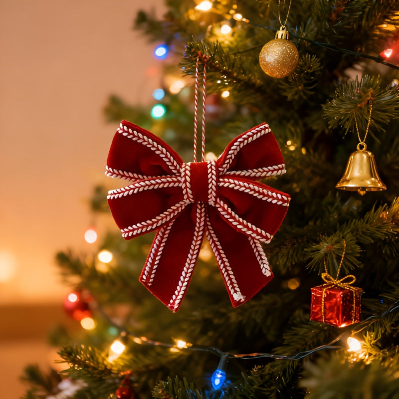 Vianočné ozdoby – červené a biele mašle