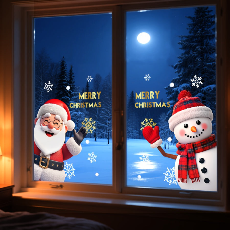 Vianočné nálepky na okno – Santa a snehuliak