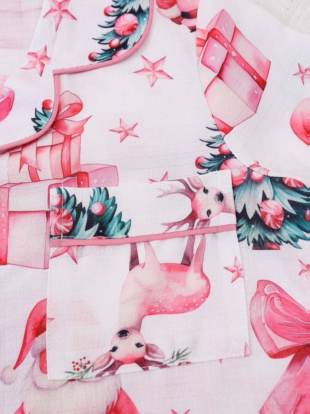 Vianočné pyžamo pre dievčatá – ružové a červené