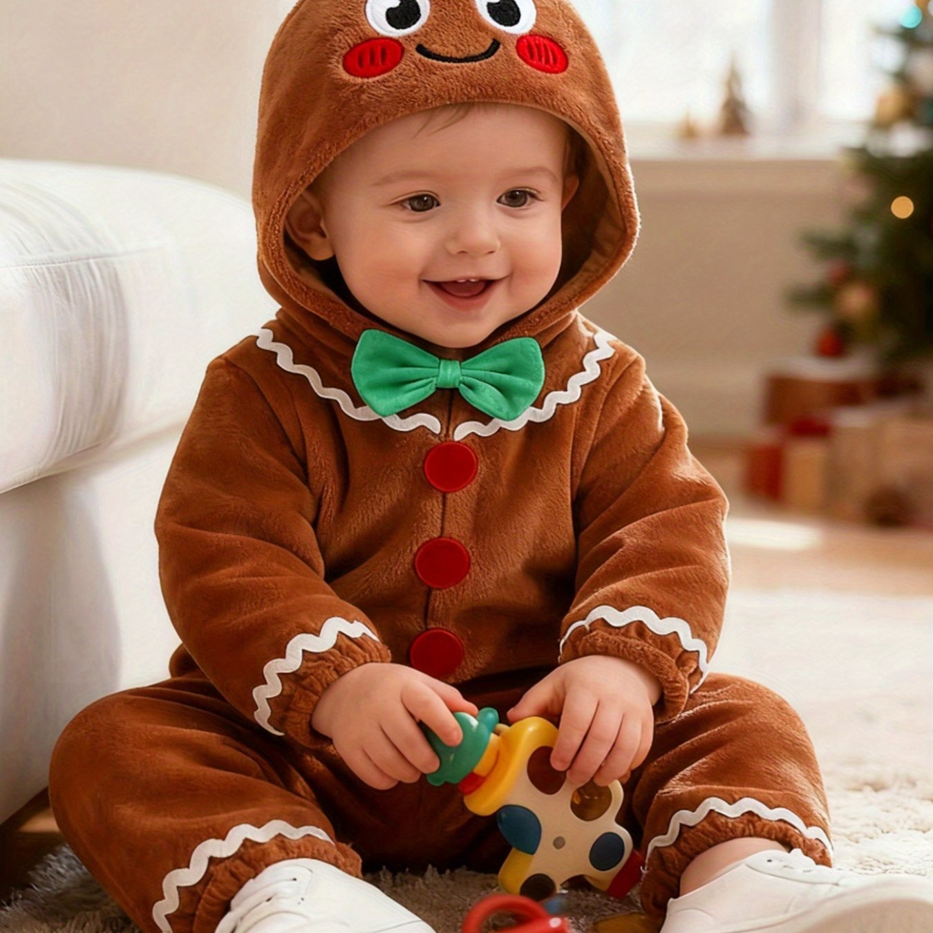 Detský overal s kapucňou – svetlohnedý