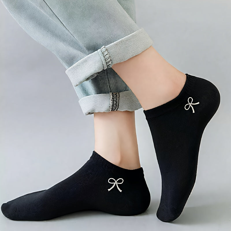 Ponožky do členkov – čierna mašľa