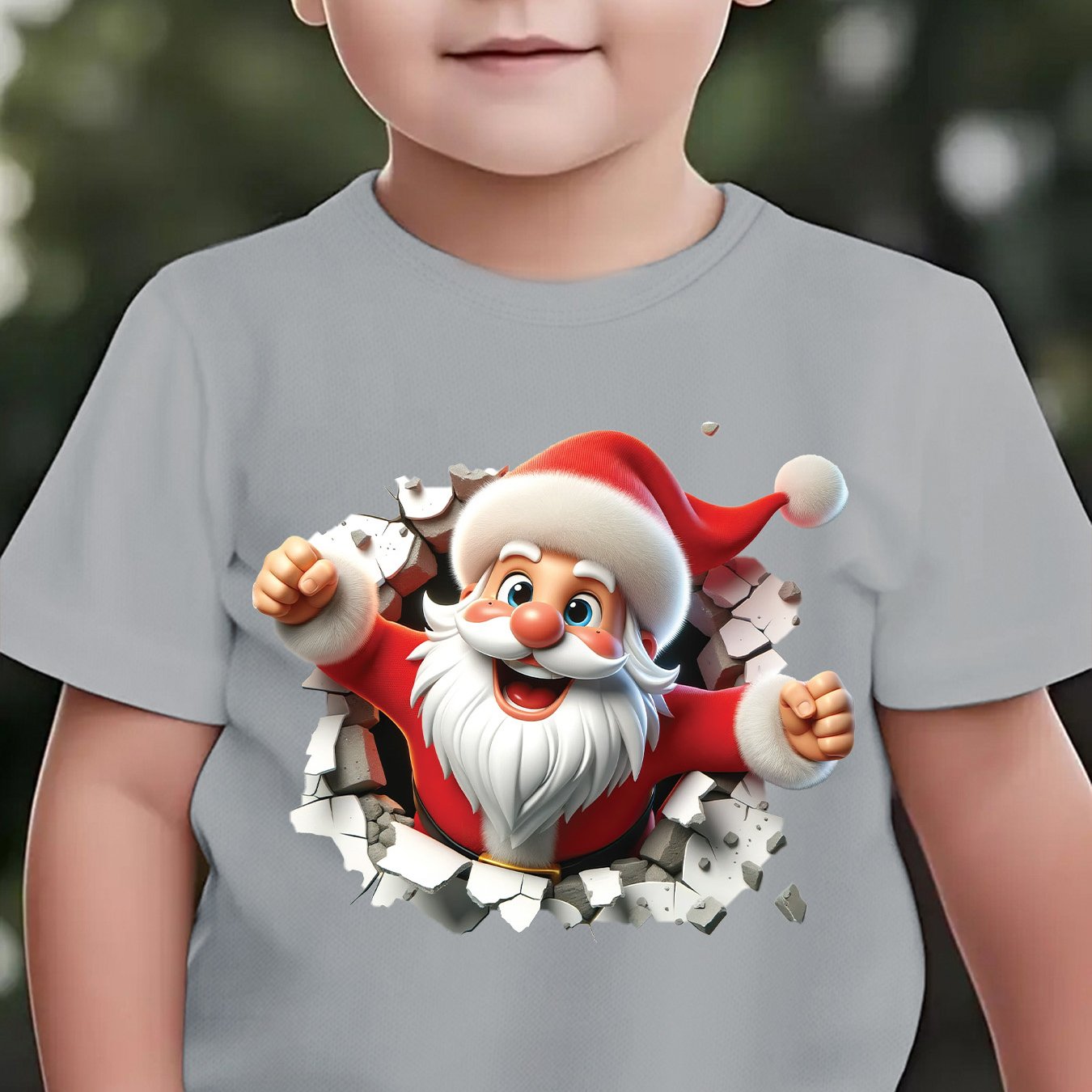 Tričko s 3D Santom – béžové