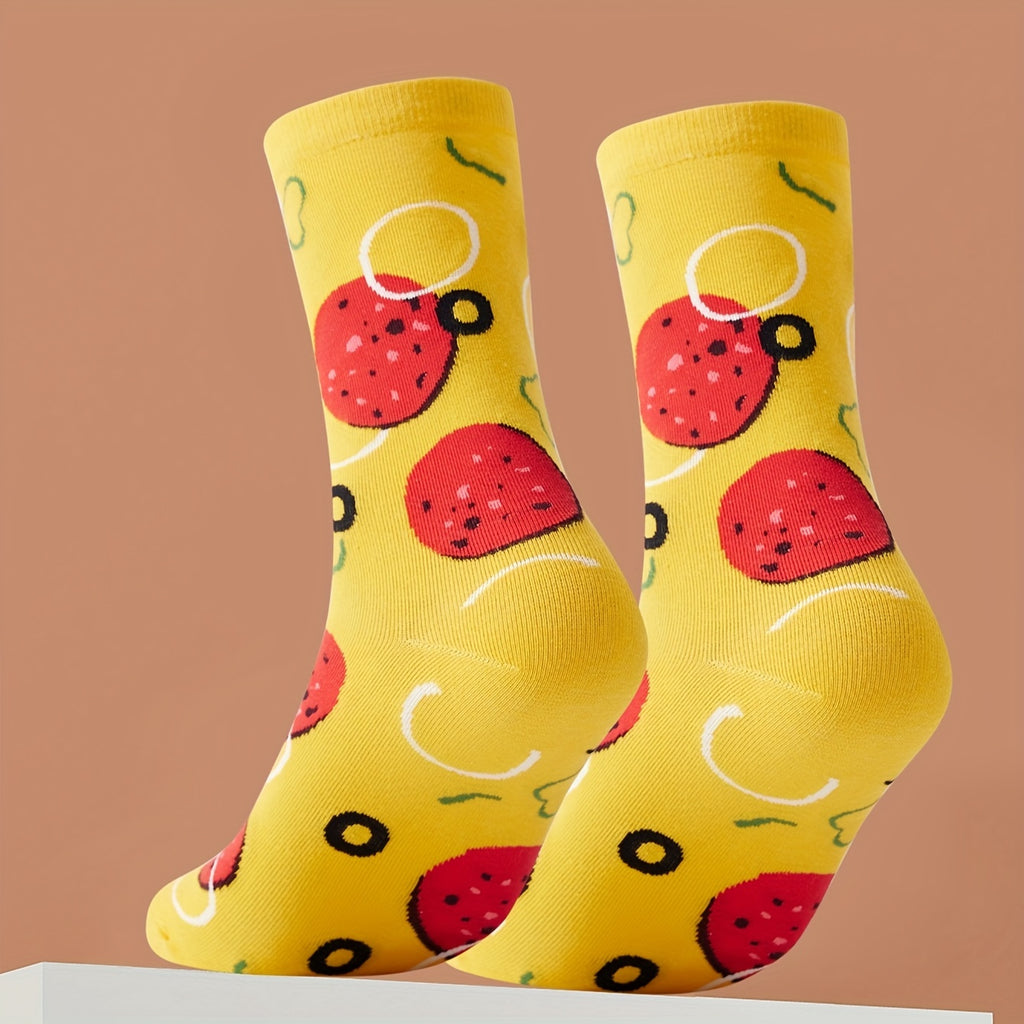 Ponožky s dizajnom pizze – 4 páry