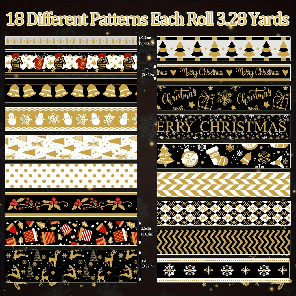 Vianočná washi páska – 18ks
