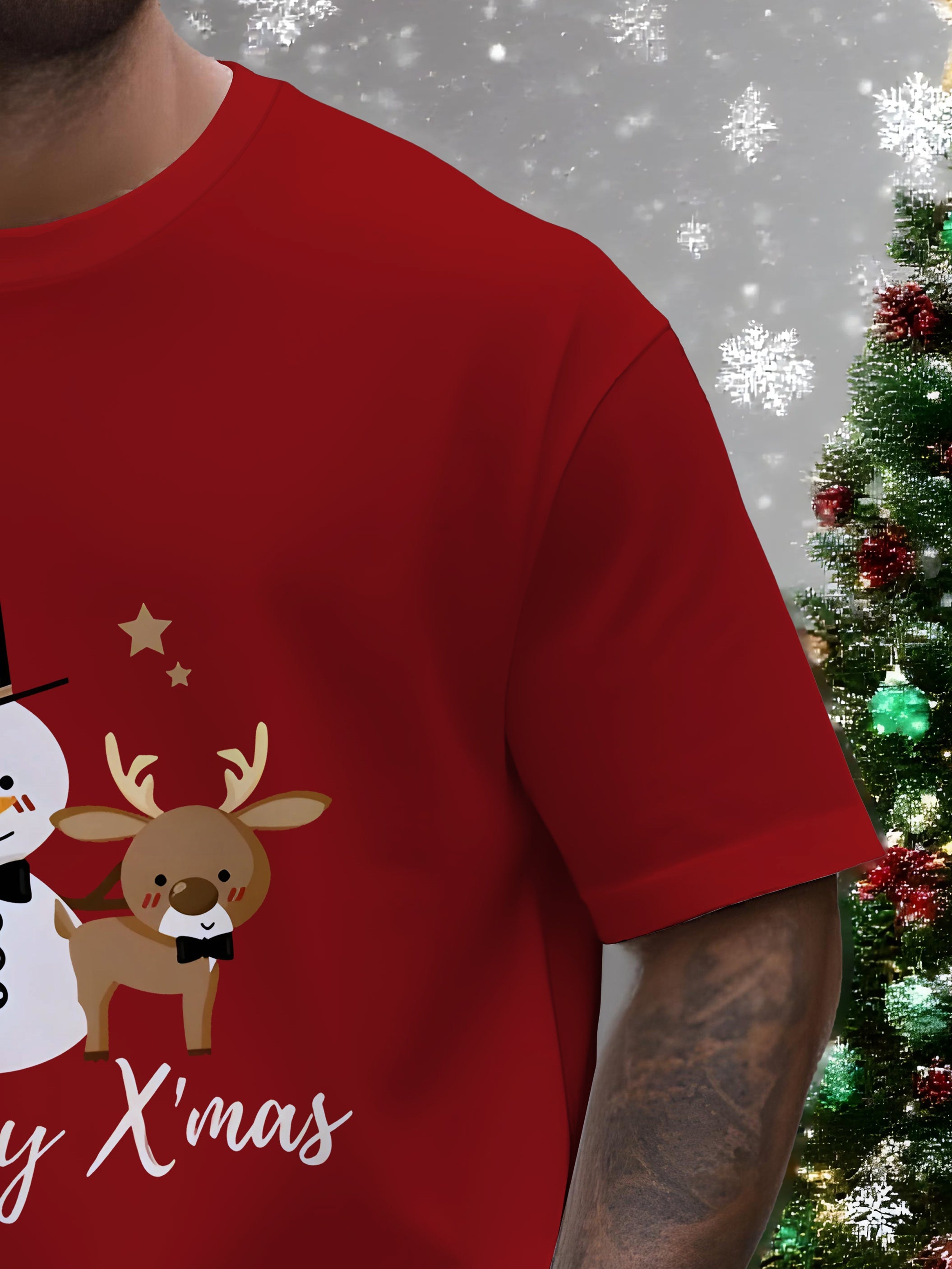 Pánske vianočné tričko a šortky – červené