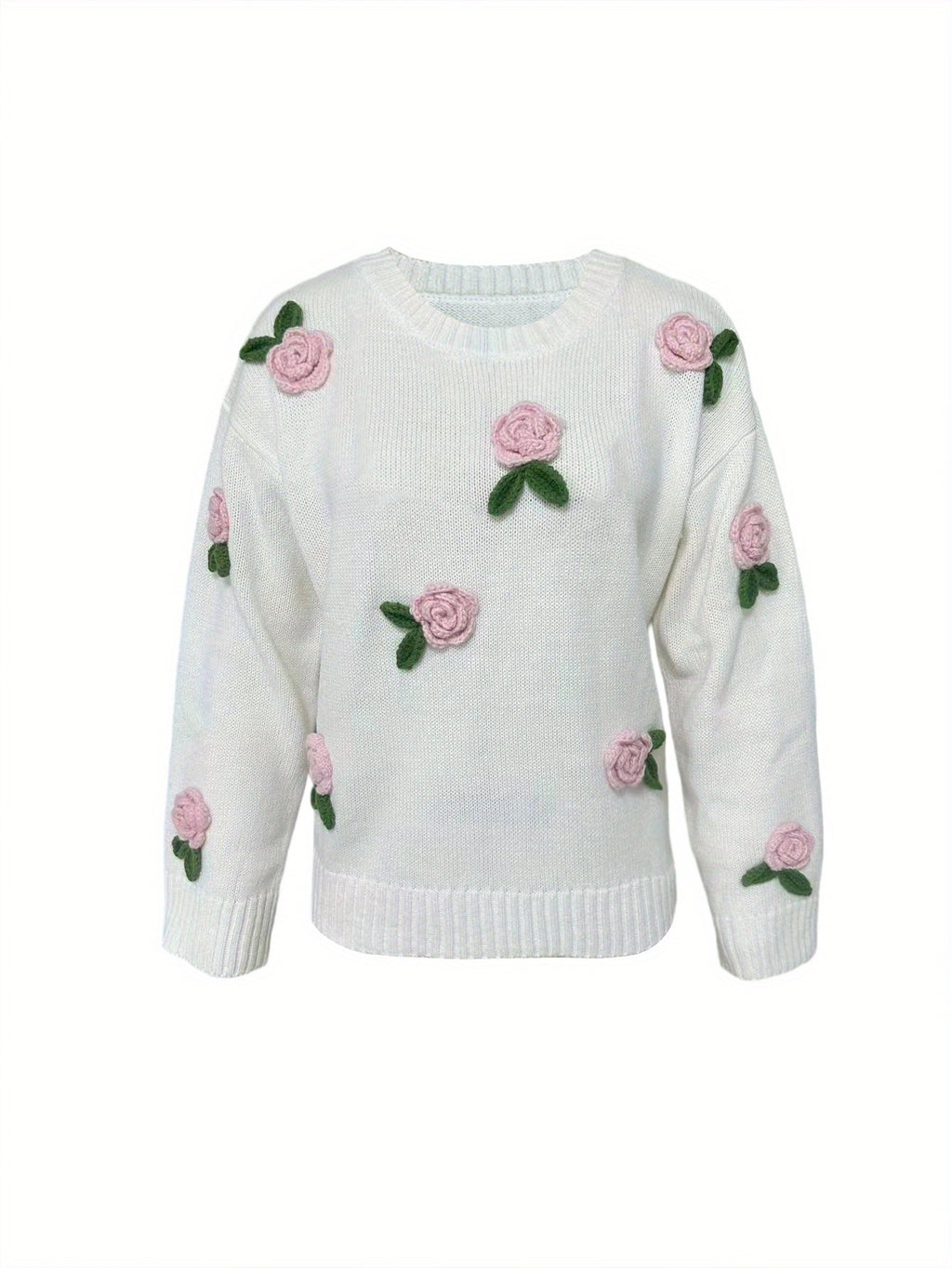 Dámsky kvetinový sveter – biely