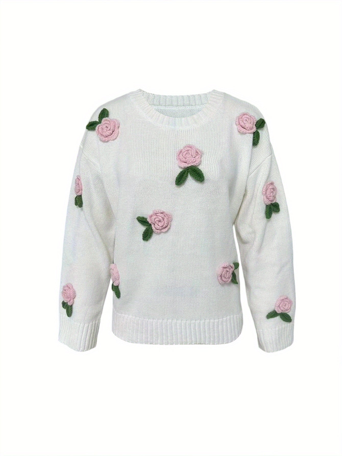 Dámsky kvetinový sveter – biely