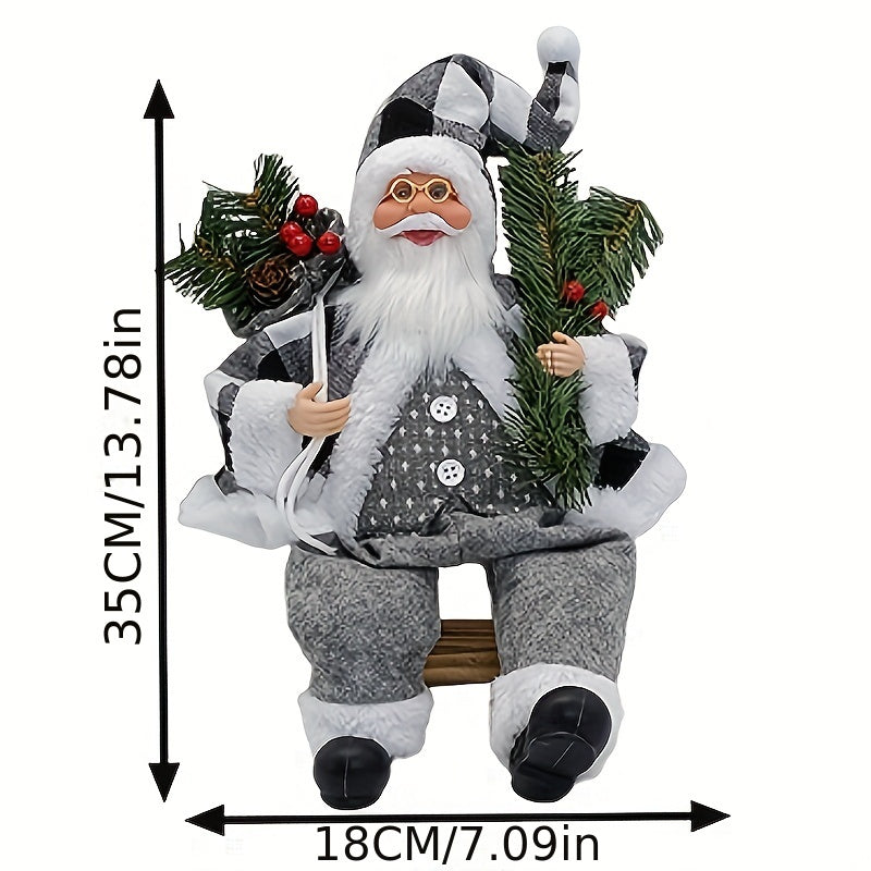 Figúrka Santa Clausa – čierno-biela kockovaná