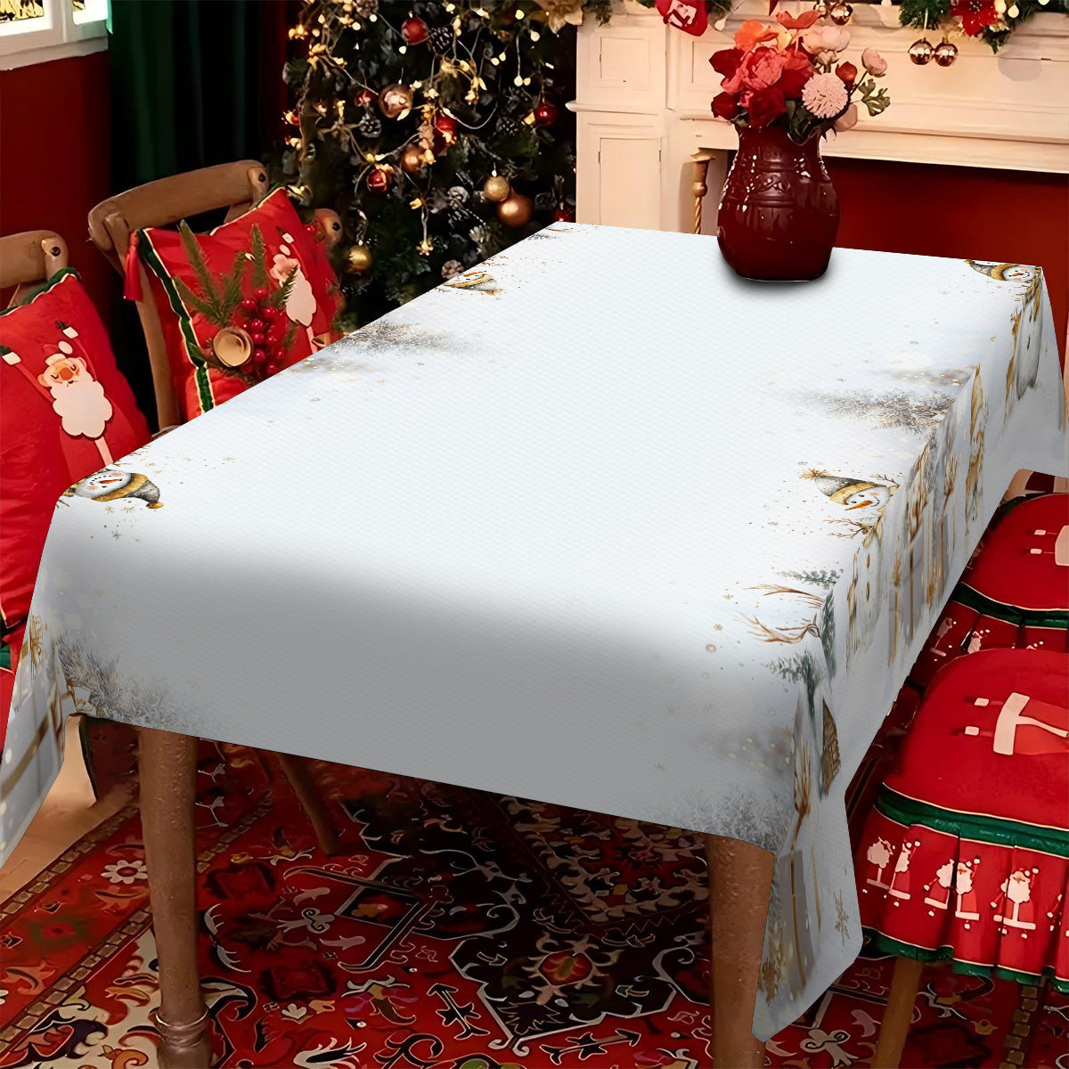 Obrus – bielo-zlatý s jelením motívom