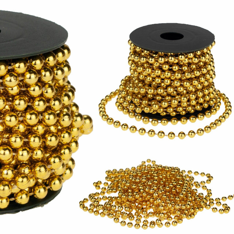 Vianočný girland s korálkami – zlatý