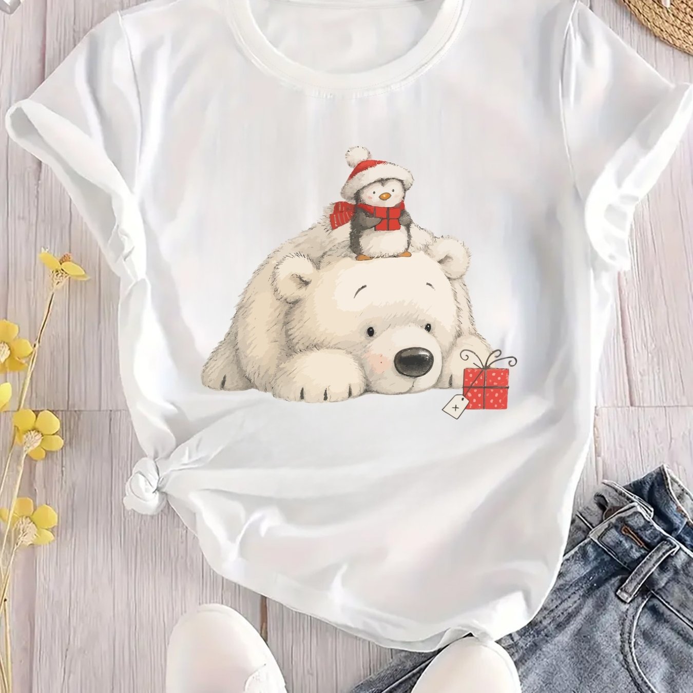 Tričko – s potlačou tučniaka a polárneho medveďa