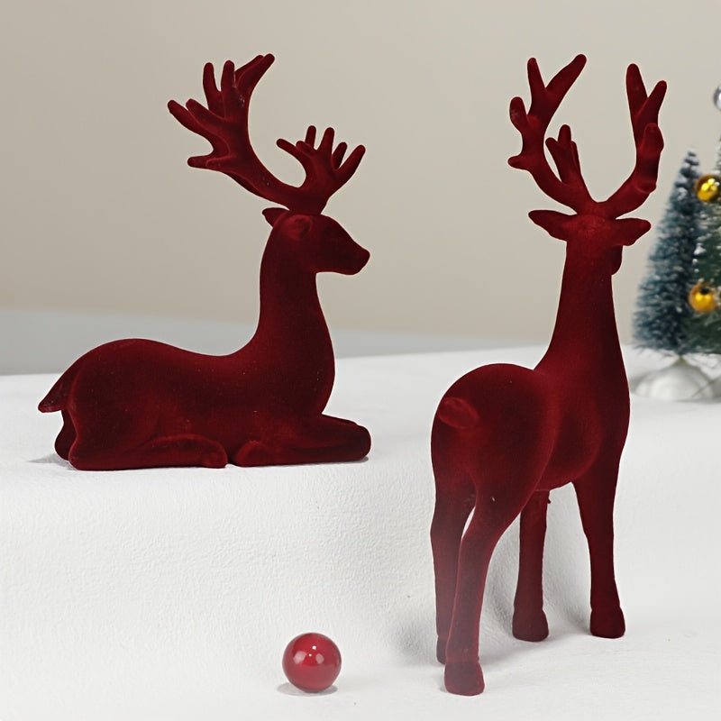 Súprava červených plyšových sobov